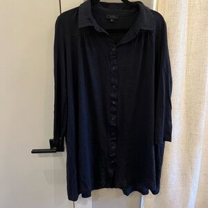 COS navy button down dress with pockets